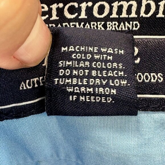 Abercrombie Kids Medium Cotton Striped Blue Button Down Shirt Collared Casual - Picture 5 of 7